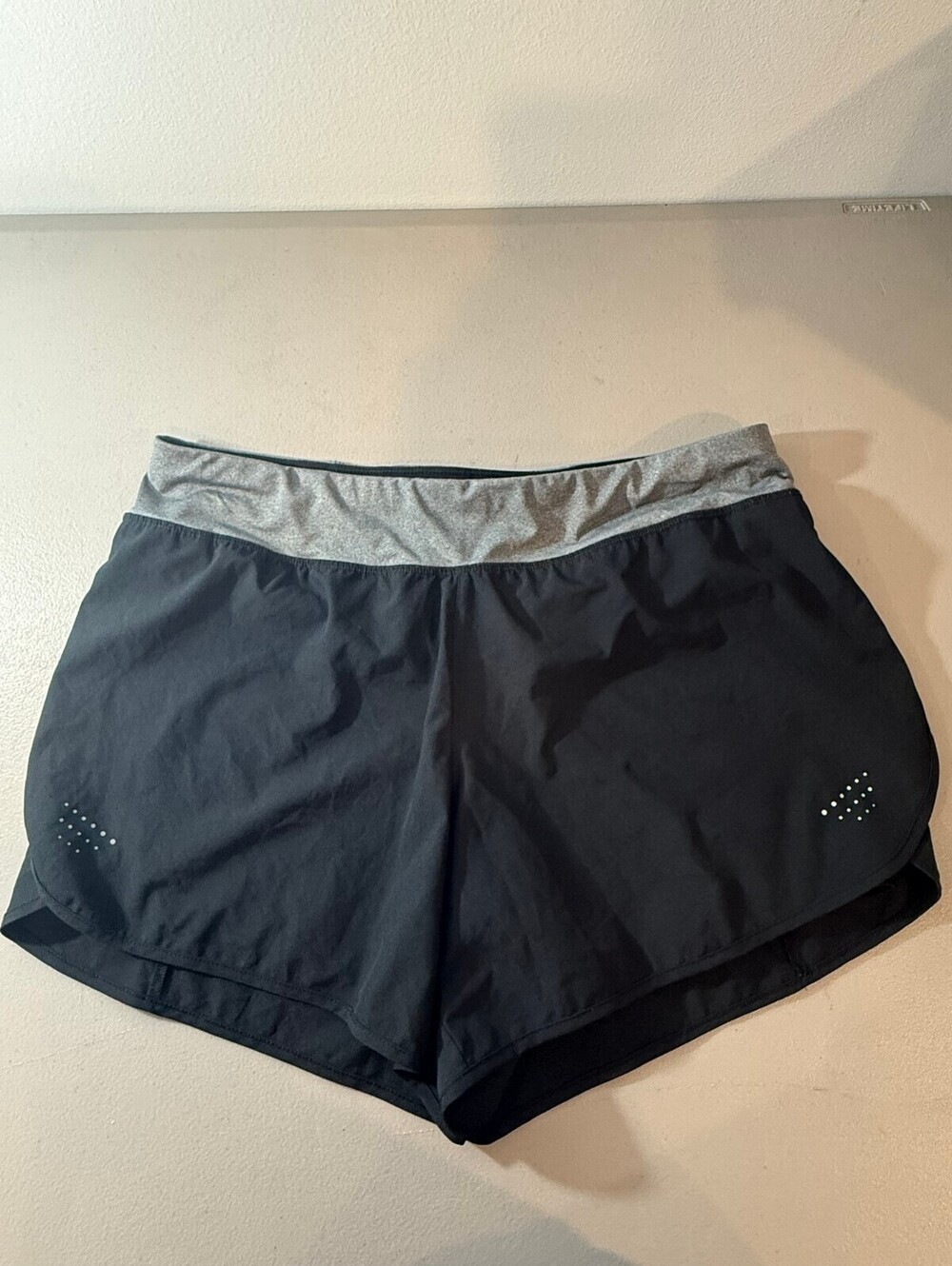 Avia Black Athletic Shorts with Gray Waistband